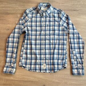 Abercombie & Fitch Long Sleeve Muscle Fit Button Front Blue & Red Plaid Shirt XL